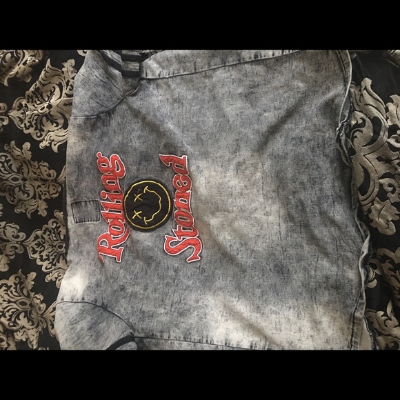 Rolling Stones Shortsleeved Button Up Jean Jacket - Picture 1 of 2